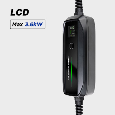 BESEN PCD030 portable EV charger with an LCD display, delivering a max power output of 3.6kW.