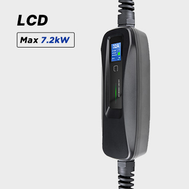 BESEN PCD040 portable EV charger with an LCD display, providing a max power output of 7.2kW.